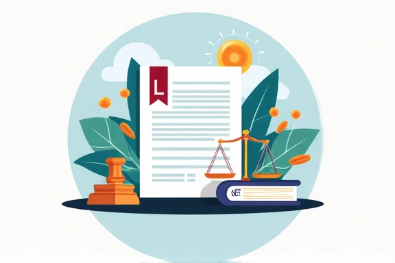 Dokument mit juristischen Symbolen